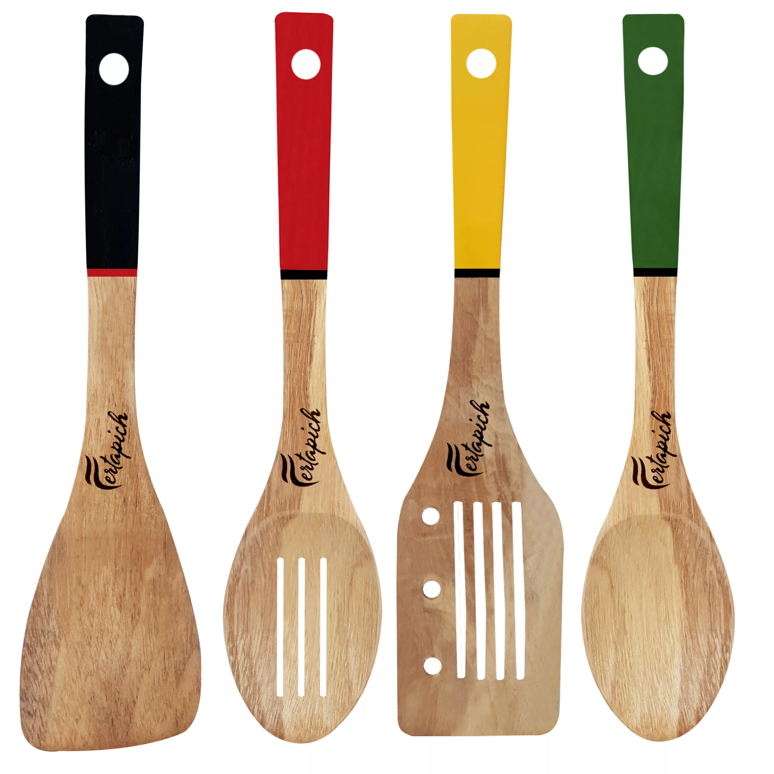 سرویس کفگیر و ملاقه 4 پارچه فرتاپیچ مدل چوبی کد 018