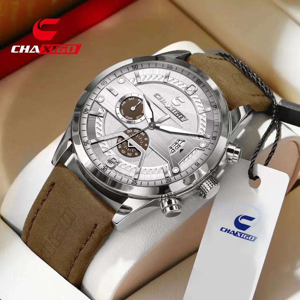 ساعت مچی عقربه‌ای کوارتز مردانه چاکسیگو مدل اسپرت کلاسیک تک موتوره بند چرم کد ۱