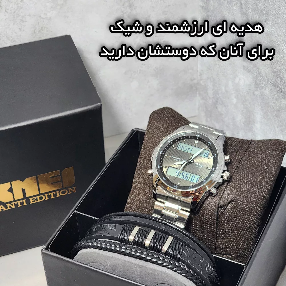 ساعت مچی عقربه‌ای مردانه کوارتز اسکمی مدل 2049SIBK به همراه دستبند