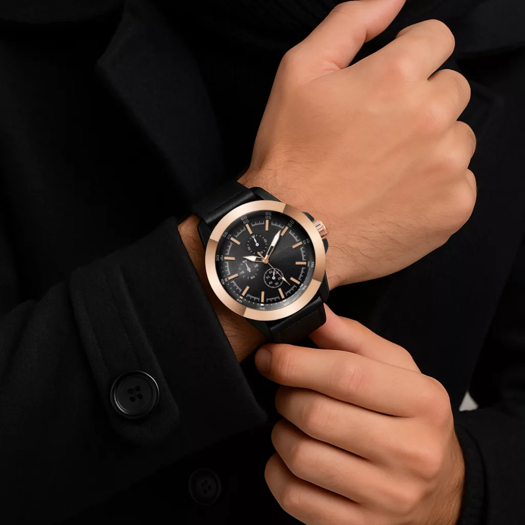 ساعت مچی عقربه‌ای کوارتز مردانه مدل کلاسیک تک موتوره بند چرم کد 4