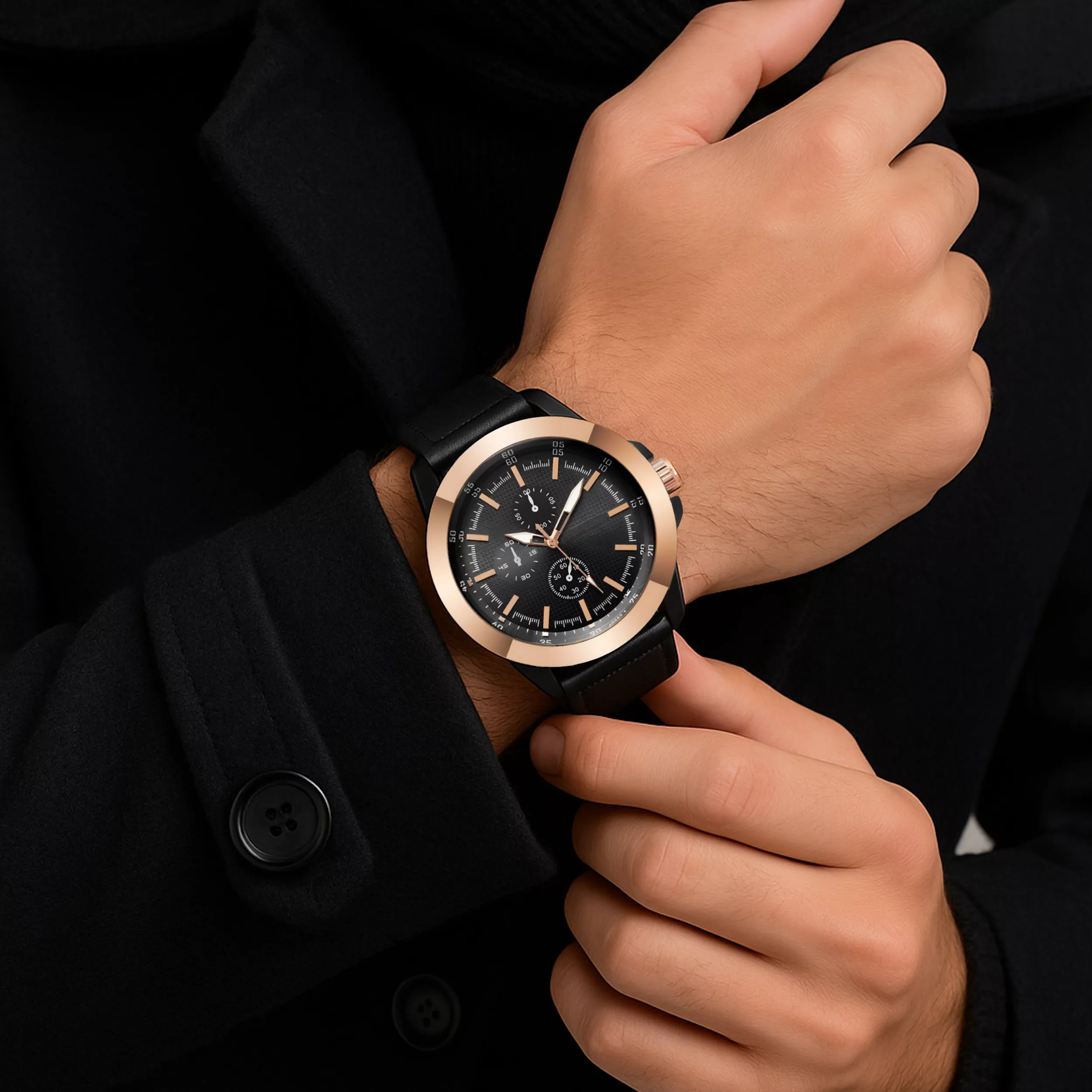 ساعت مچی عقربه‌ای کوارتز مردانه مدل کلاسیک تک موتوره بند چرم کد 4