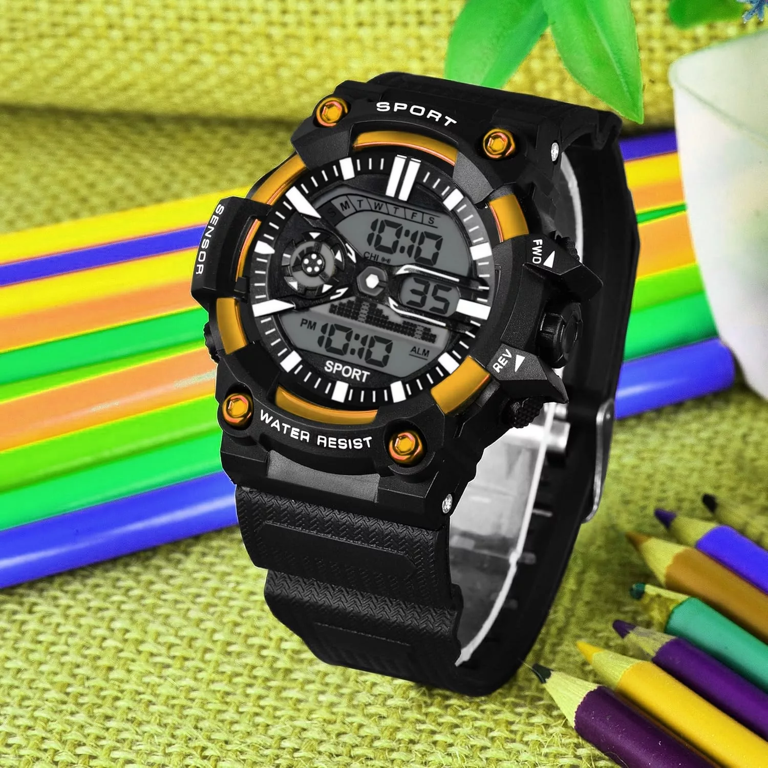 ساعت مچی دیجیتال مدل اسپرت تک زمانه کرنوگراف بند پیو کد ۵