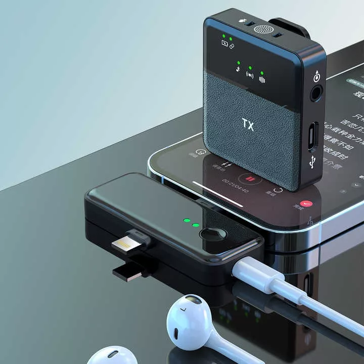 میکروفن یقه ای مدل sx32 double با درگاه اتصال type-c و Lightening