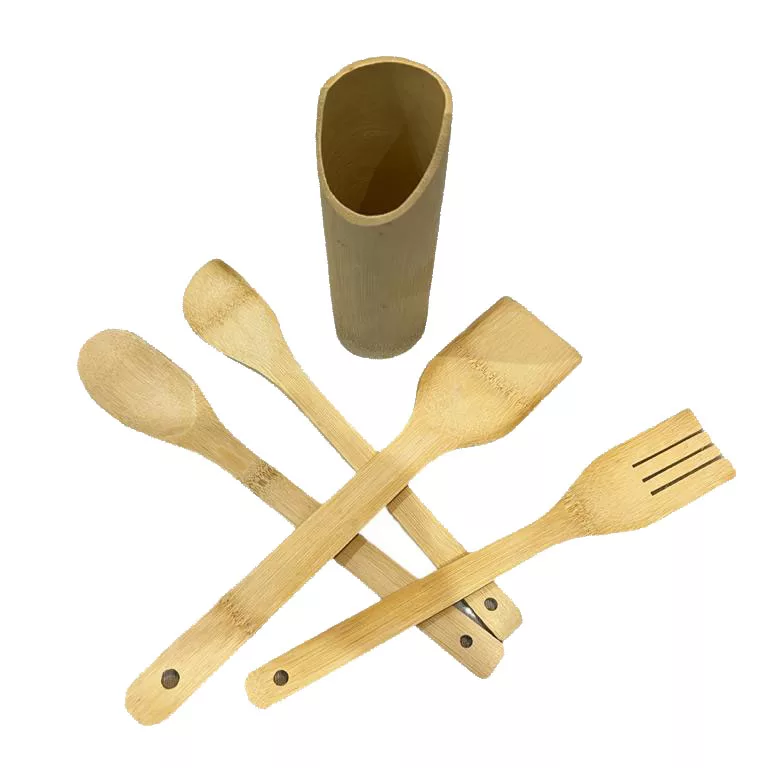 سرویس کفگیر و ملاقه 4 پارچه مدل چوبی 5PG به همراه استند