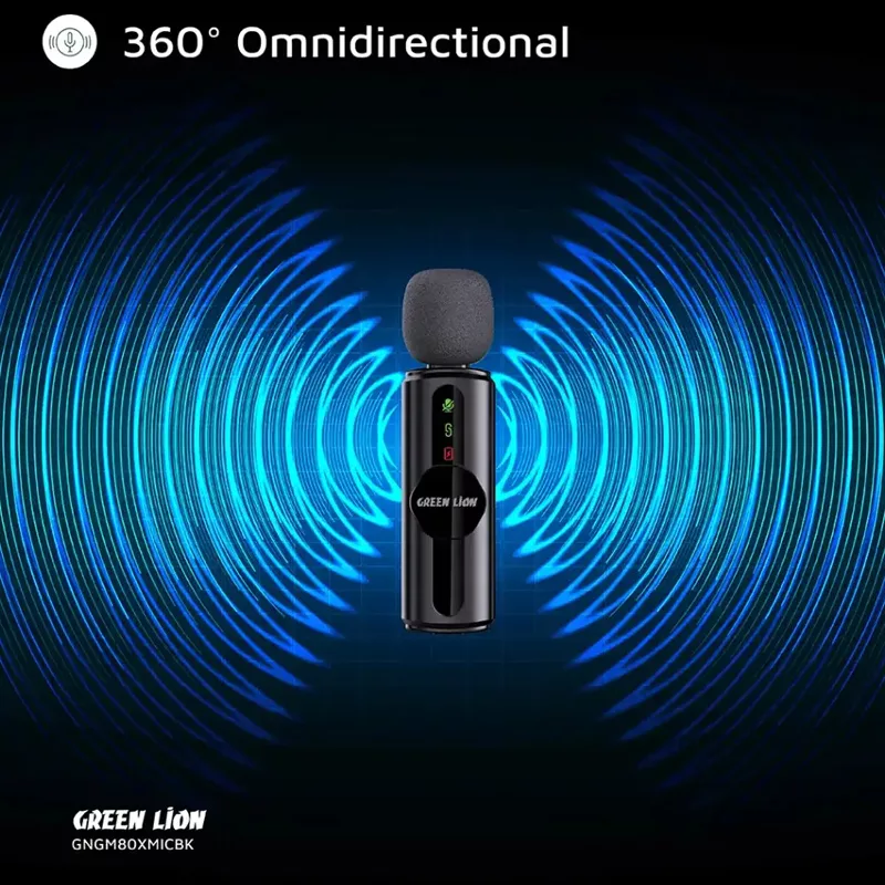 ست میکروفن بی سیم گرین لاین مدل GM-80X با درگاه اتصال لایتنینگ/AUX/USB-C