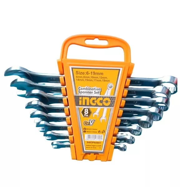 آچار یکسر تخت و یکسر رینگی اینکو مدل IHKSPA0801 مجموعه 8 عددی