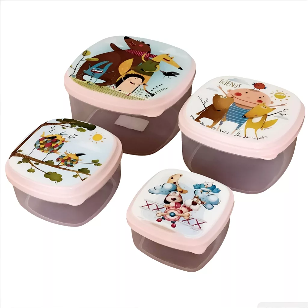 ظرف نگهدارنده طرح حیوانات مجموعه 4 عددی