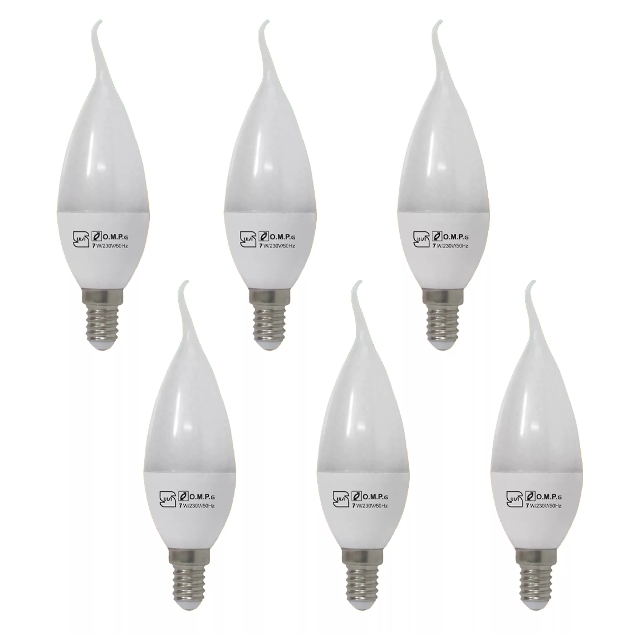 لامپ ال ای دی 7 وات امید پدیده مدل اشکی پایه E14 بسته 6 عددی