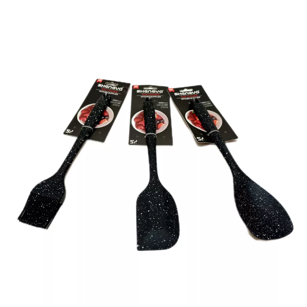 سرویس کفگیر و ملاقه 3 پارچه شنگیا مدل سیلیکونی کهکشانی کد NEW4433