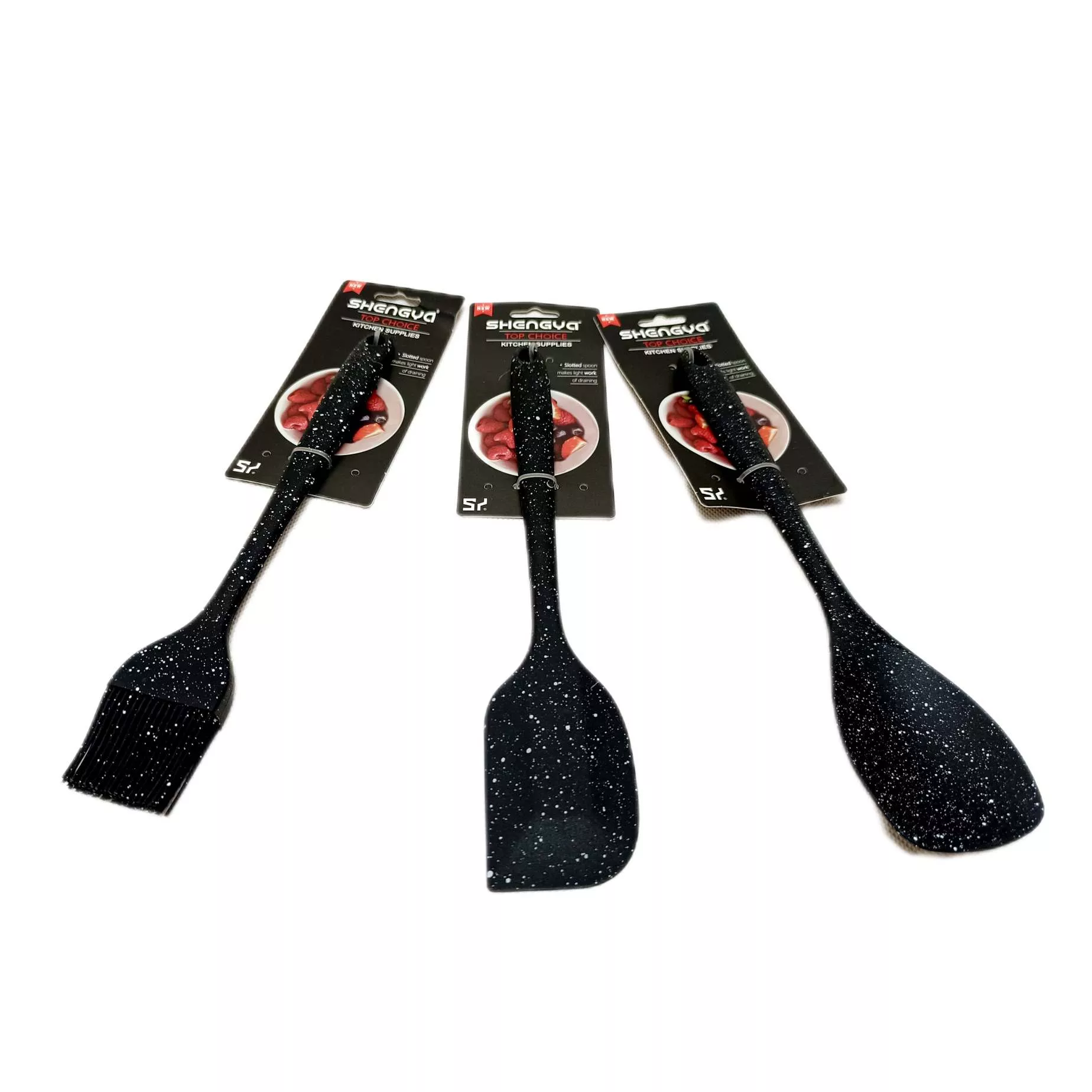 سرویس کفگیر و ملاقه 3 پارچه شنگیا مدل سیلیکونی کهکشانی کد NEW4433