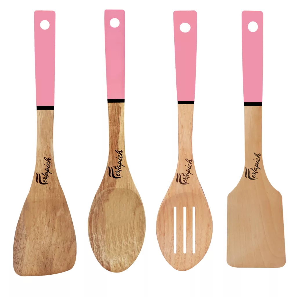 سرویس کفگیر و ملاقه 4 پارچه فرتاپیچ مدل چوبی کد 046