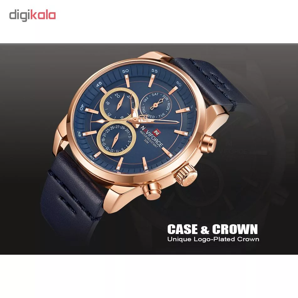 ساعت مچی عقربه ای مردانه نیوی فورس مدل NF9148M / SO -TA به همراه دستمال مخصوص نانو برند کلیر واچ