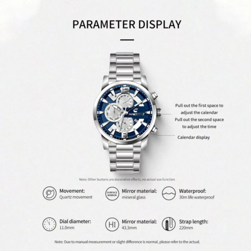 ساعت مچی عقربه‌ای کوارتز مردانه چاکسیگو مدل اسپرت تک موتوره دیت جاست بند استیل کد ۲