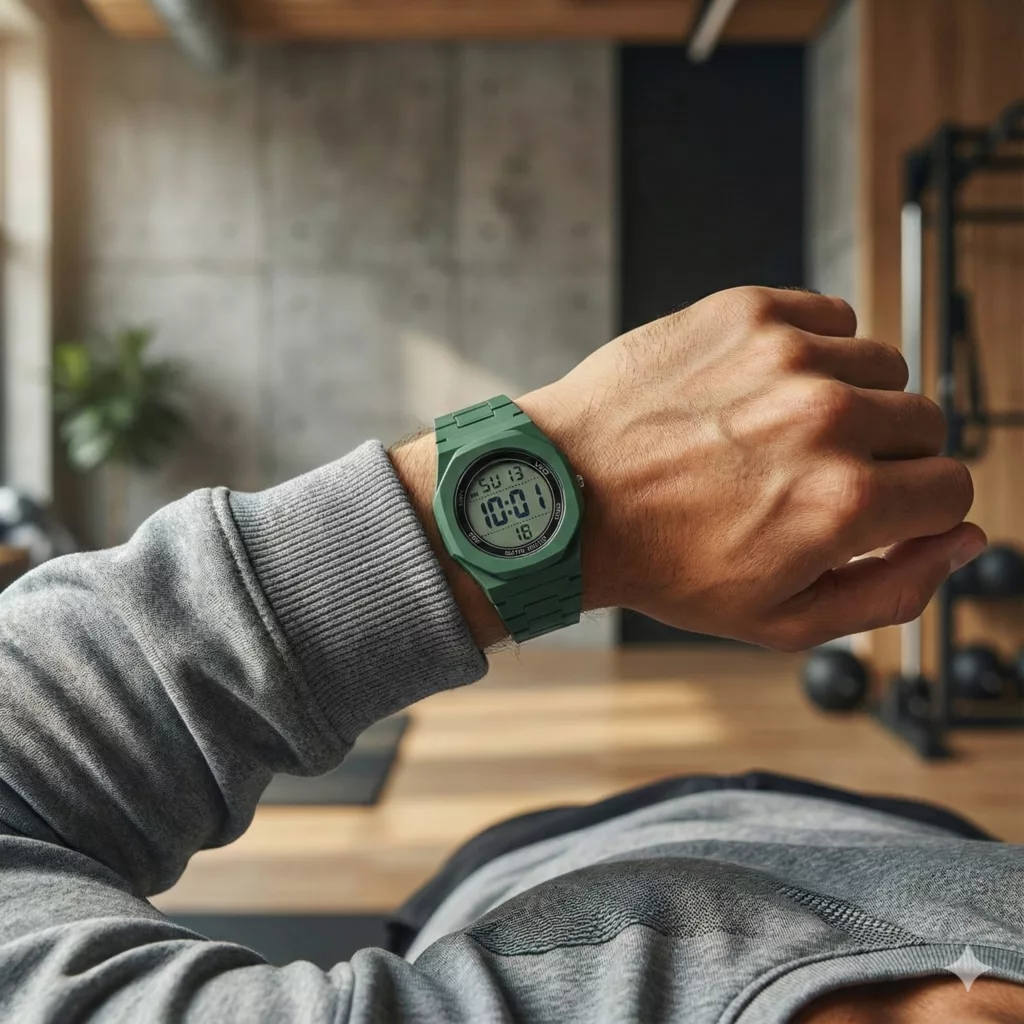 ساعت مچی دیجیتال مردانه مدل اسپرت تک زمانه بند کربنی سبک قفل مخفی کد C4