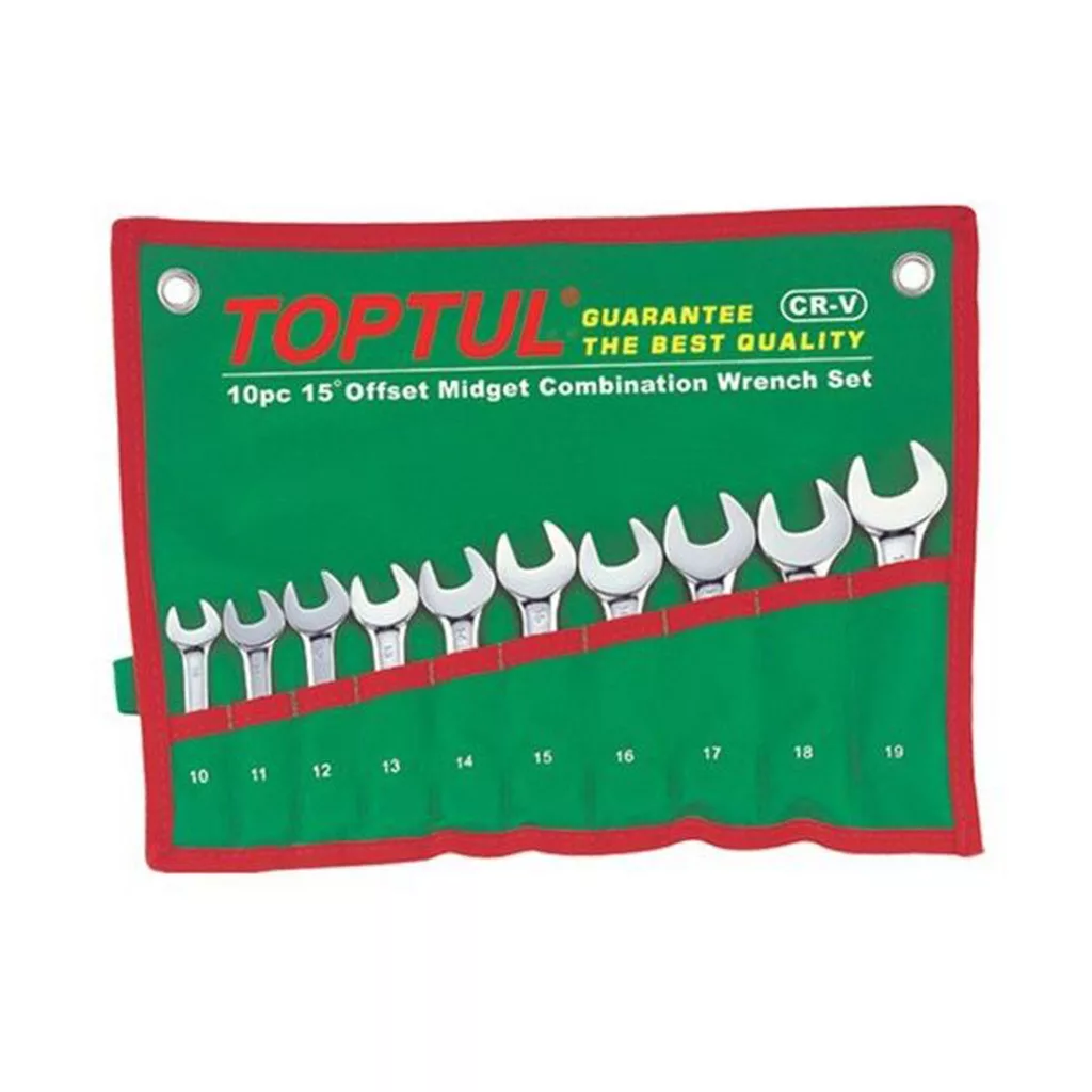 آچار یکسر تخت و یکسر رینگی تاپ تول مدل GAAA1002 مجموعه ده عددی