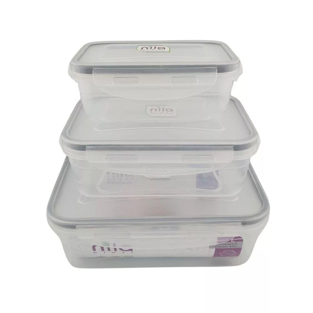 ظرف نگهدارنده نیلا مدل مستطیل مجموعه 3 عددی