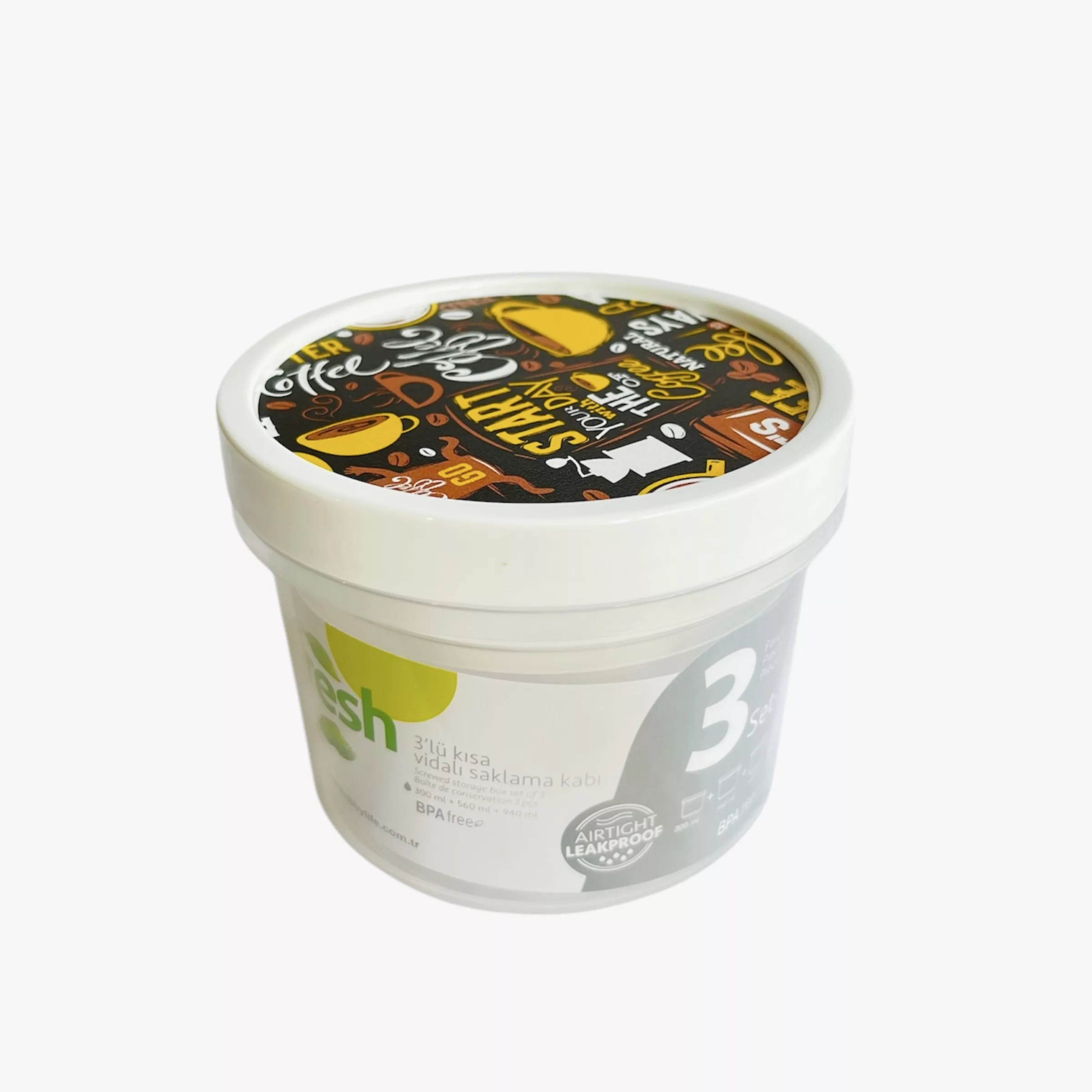 ظرف نگهدارنده هوبی لایف مدل Coffe کد 020987 مجموعه 3 عددی