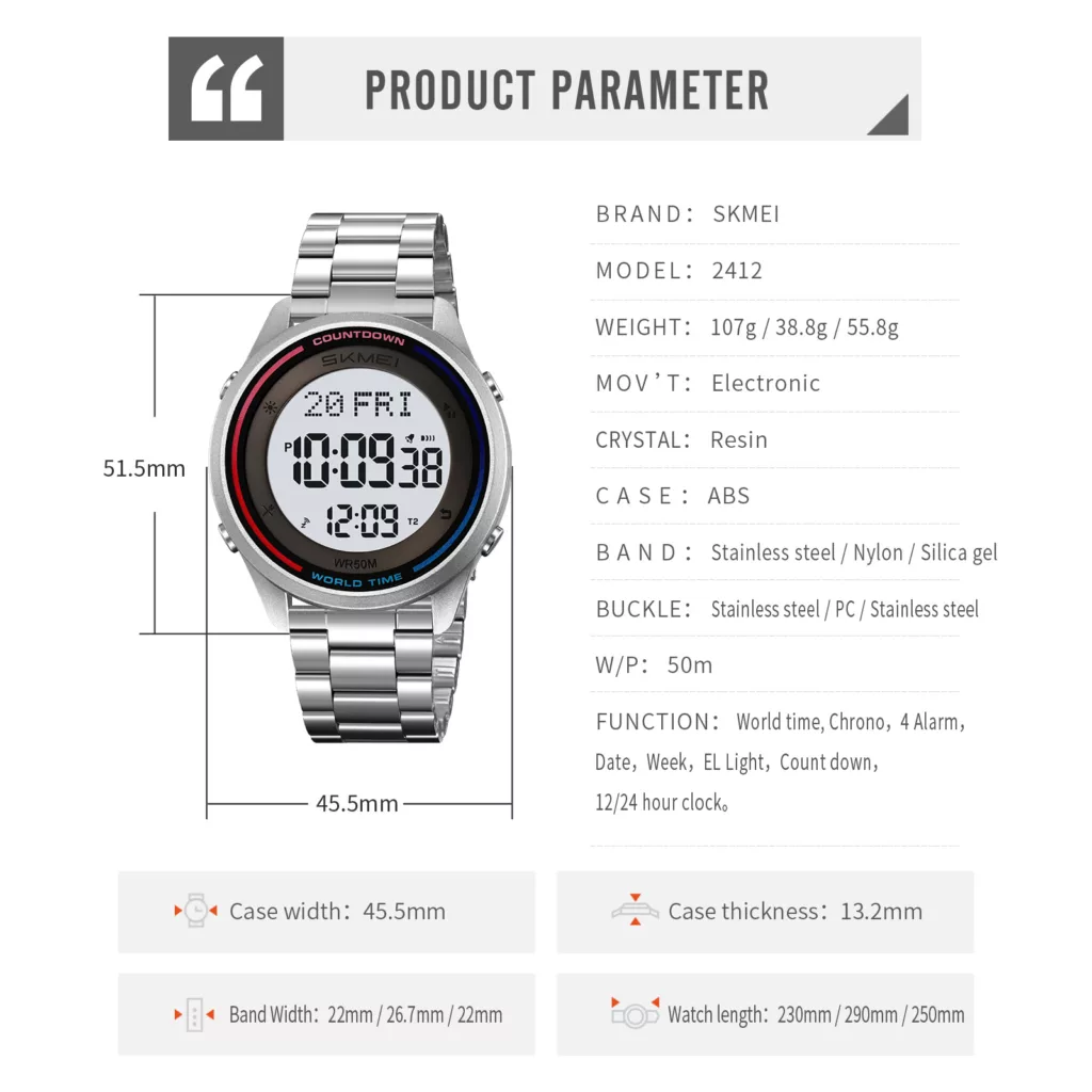 ساعت مچی دیجیتال مردانه اسکمی مدل 2412 SI