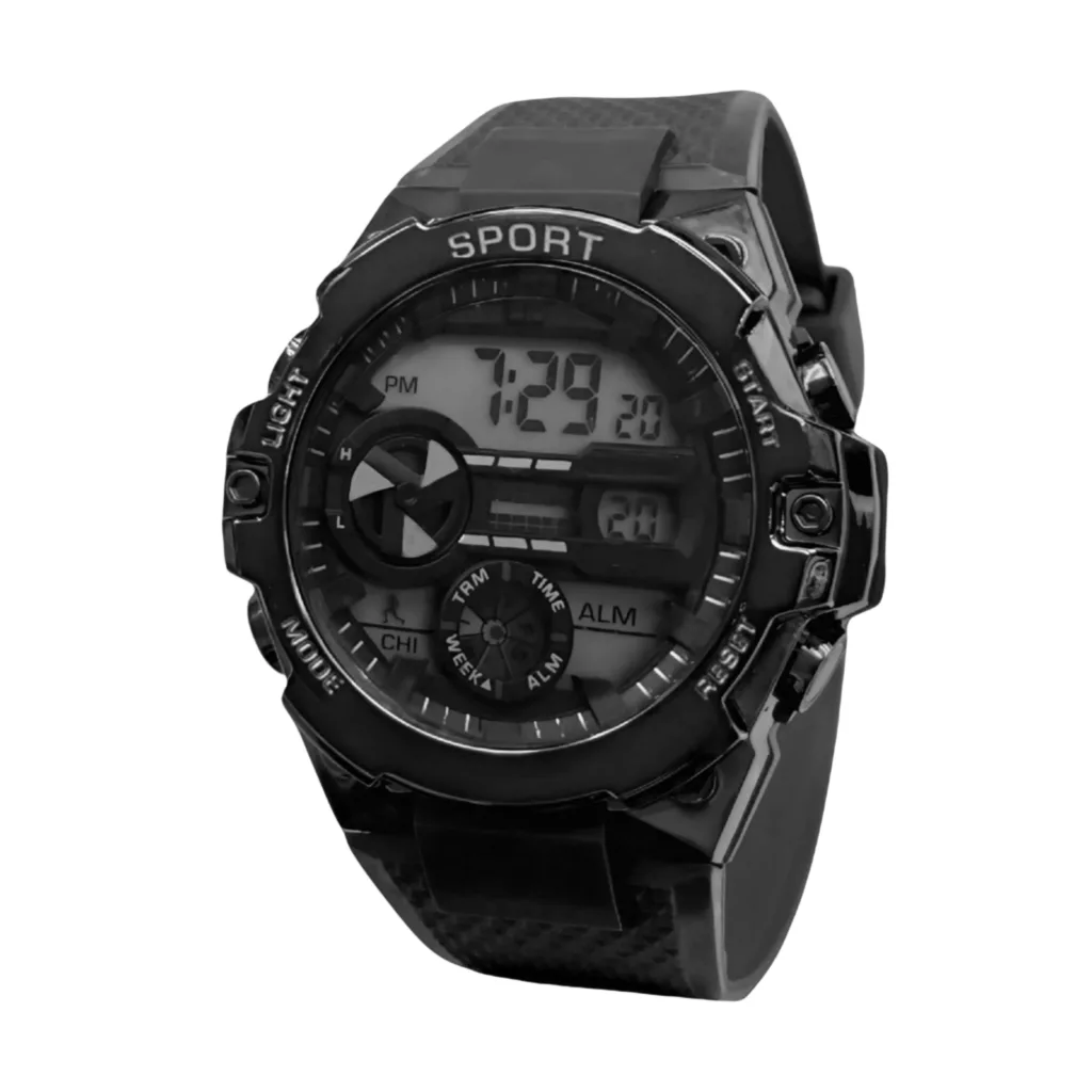 ساعت مچی دیجیتال مردانه مدل اسپرت تک زمانه کرنوگراف بند پیو کد ۱.۴