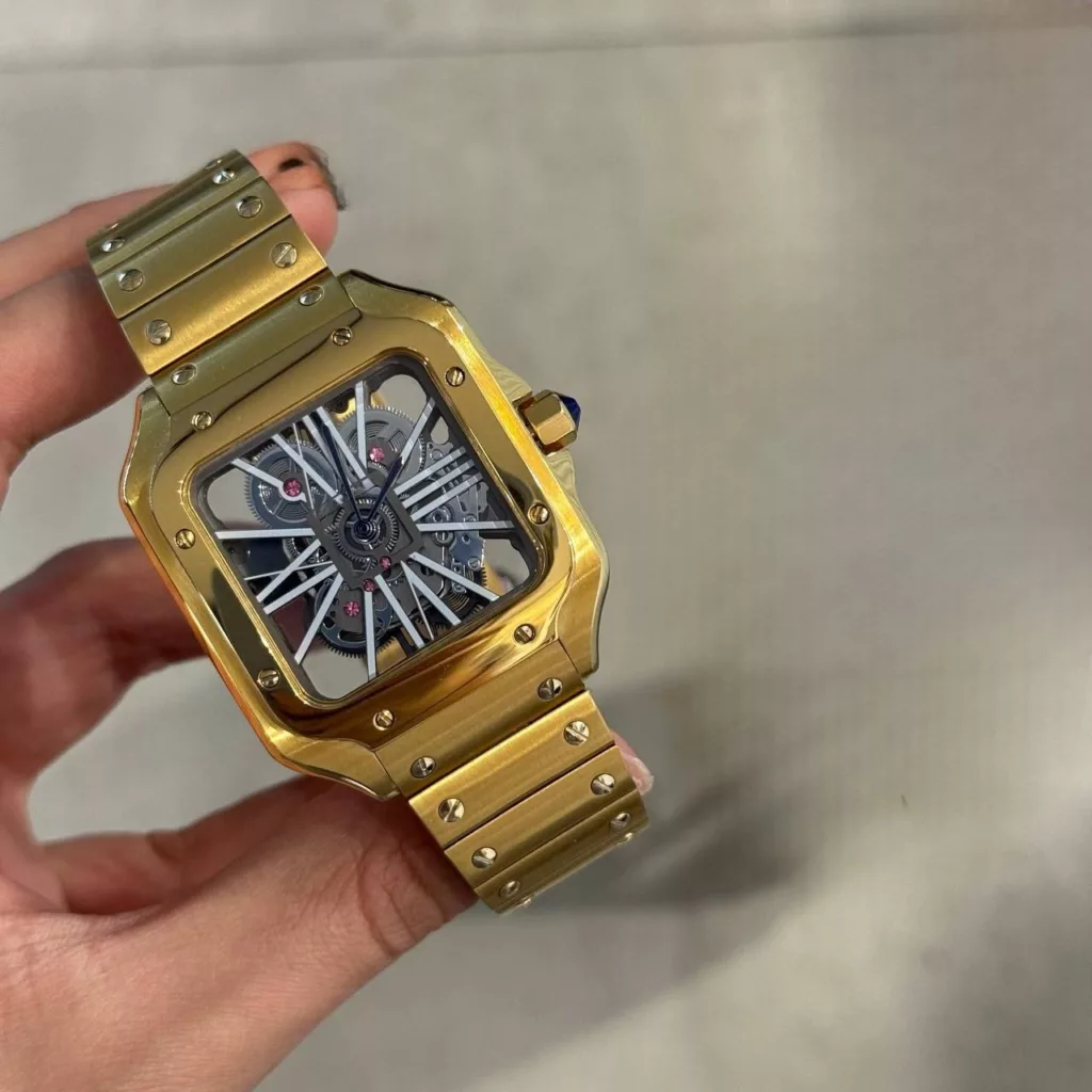 ساعت مچی عقربه‌ای کوارتز مردانه مدل پشت شیشه ای موتور نمایان کد 004