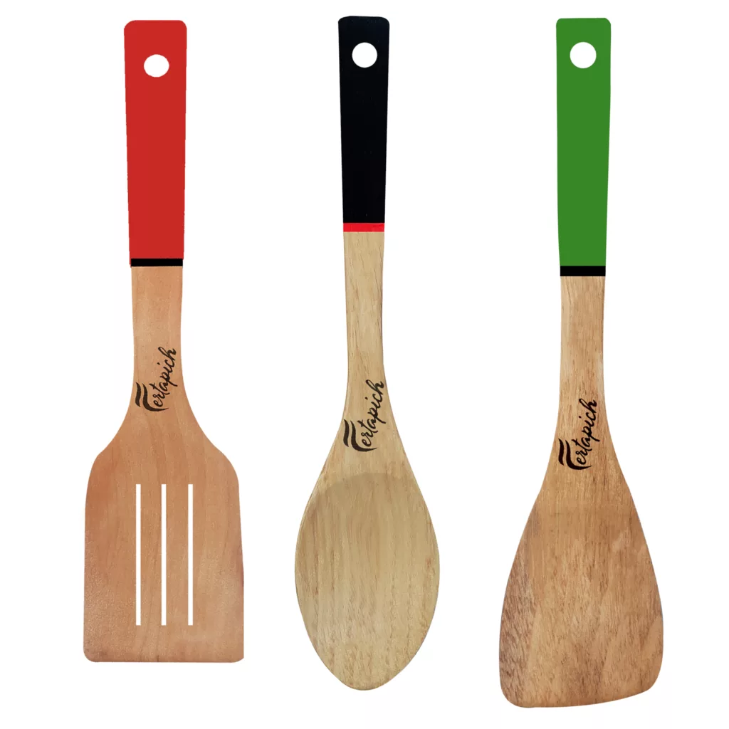 سرویس کفگیر و ملاقه 3 پارچه فرتاپیچ مدل چوبی کد 057