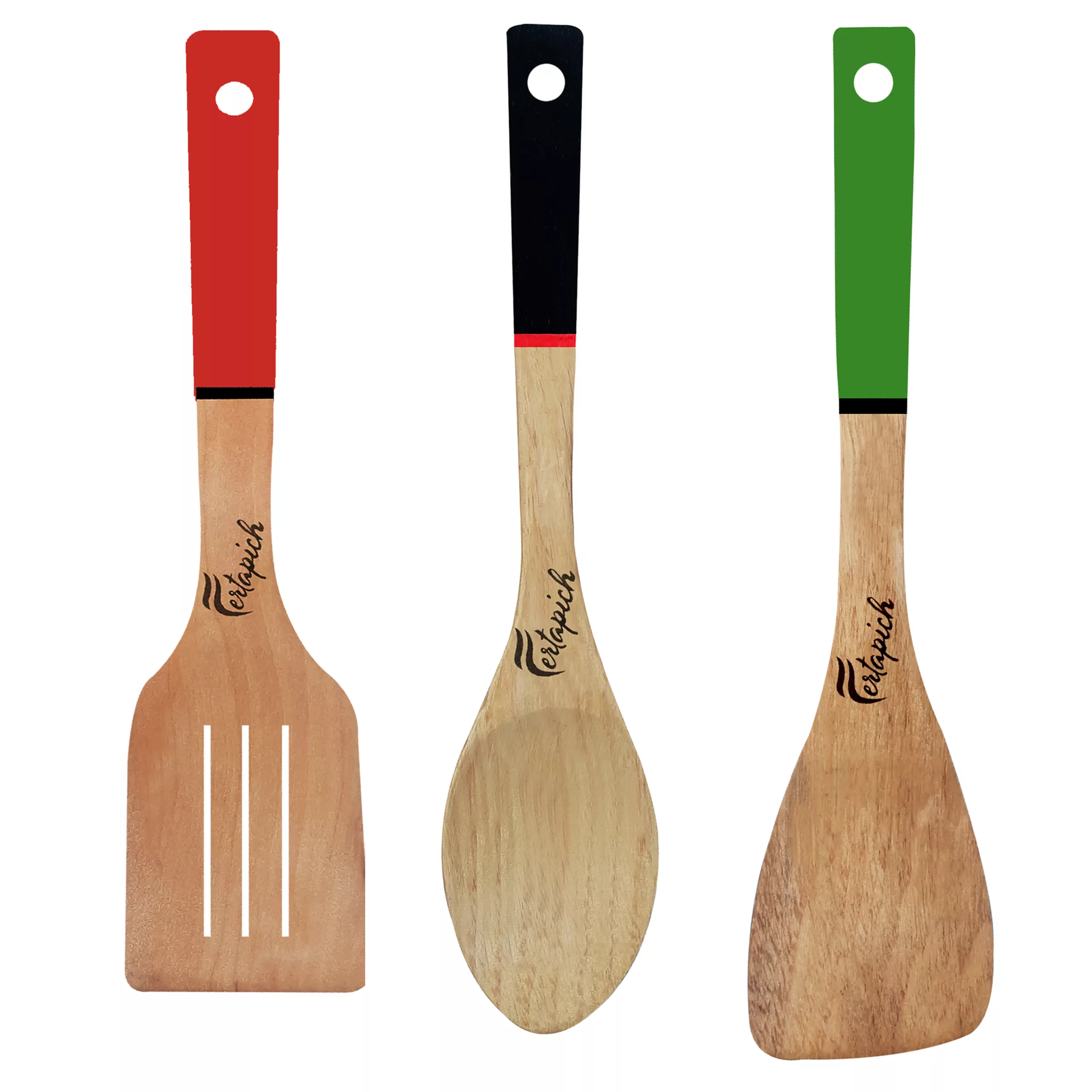 سرویس کفگیر و ملاقه 3 پارچه فرتاپیچ مدل چوبی کد 057