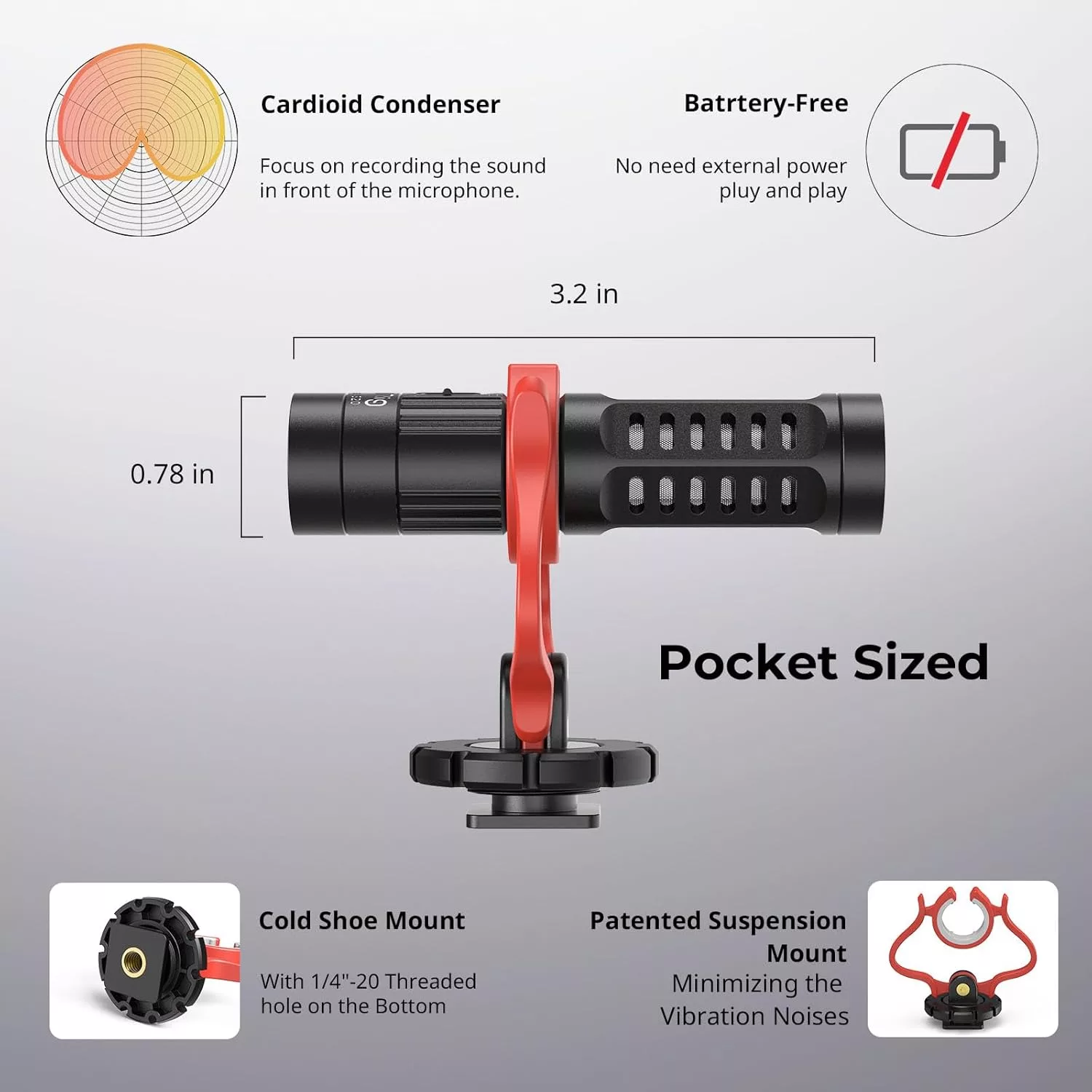 میکروفن دوربین اسمال ریگ مدل 3468-CF با درگاه اتصال جک 3.5 میلی متری
