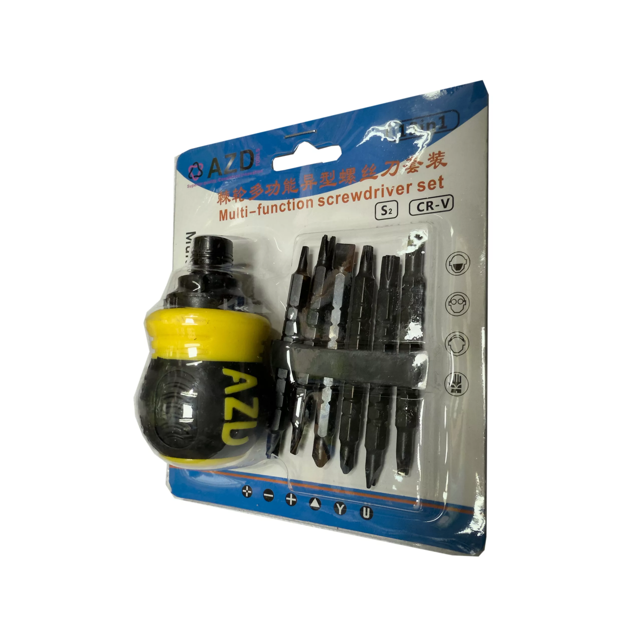 پیچ گوشتی مشتی جغجغه ای ای زد دی مدل  همه کاره کد SMT-AZD-13IN1-S2-CR-V بسته 7 عددی