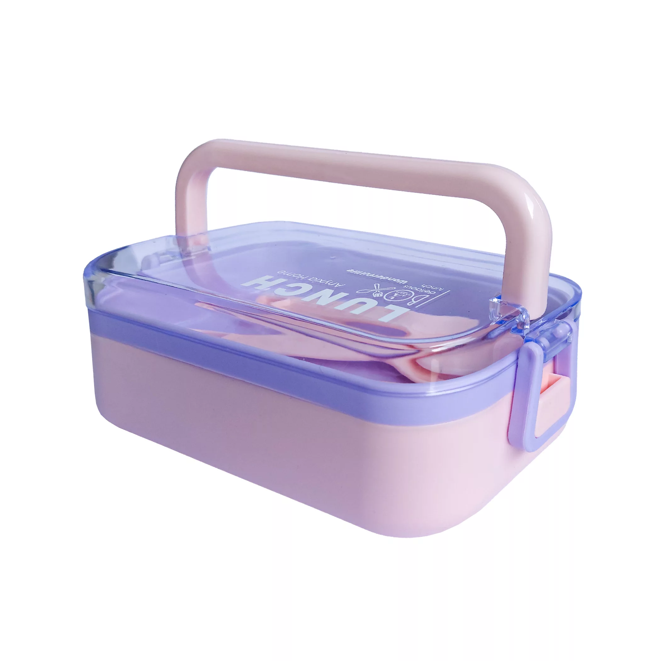 ظرف غذا مدل یک طبقه طرح لانچ باکس همراه با قاشق و چنگال و چاقو