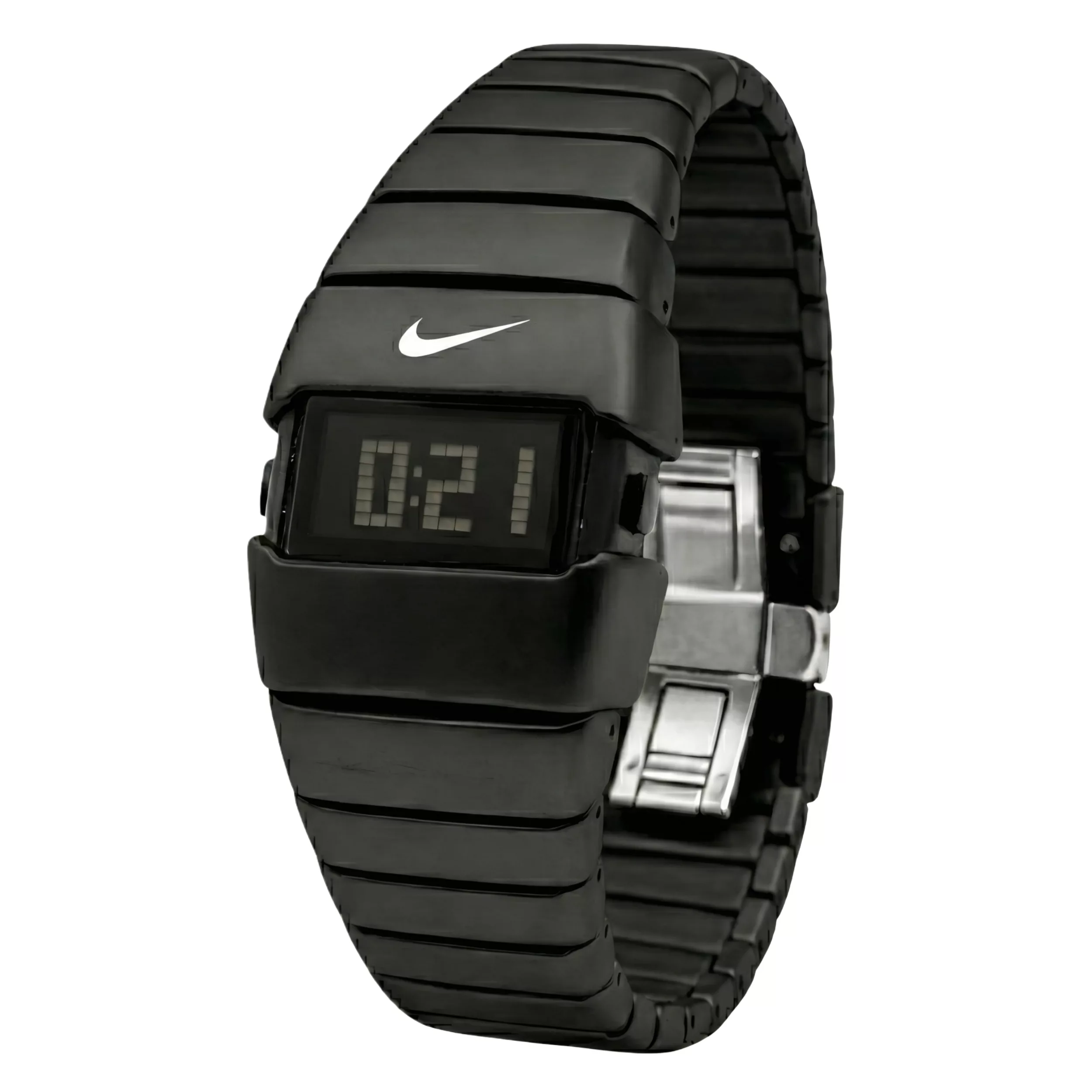 ساعت مچی دیجیتال مردانه مدل تک زمانه بند کربنی سبک قفل مخفی کد ۲