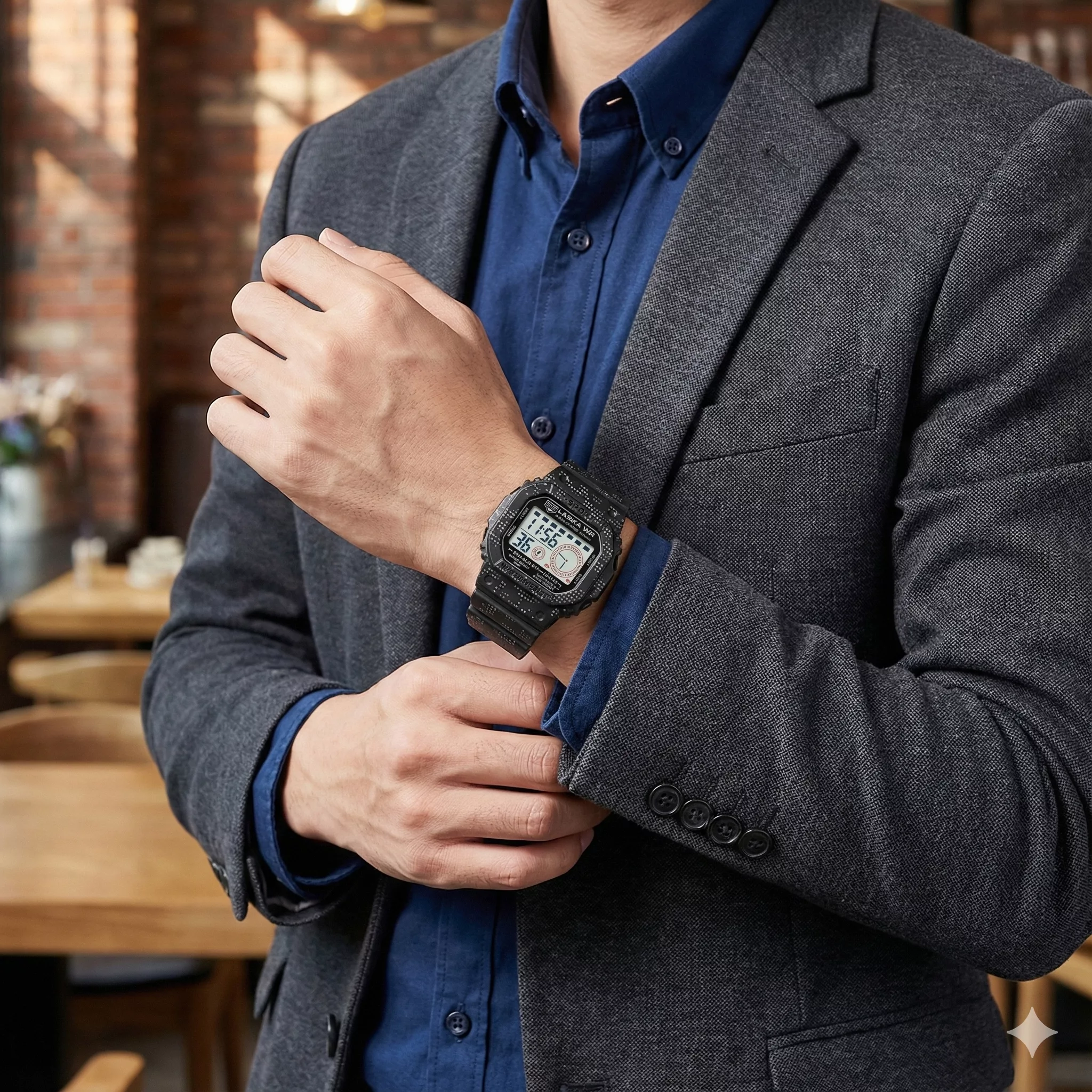 ساعت مچی دیجیتال لاسیکا مدل اسپرت تک زمانه کرنوگراف بند پیو کد L6