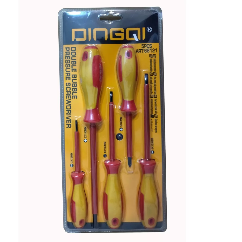 پیچ گوشتی دینگشی مدل دسته عایق 68121 بسته 5 عددی