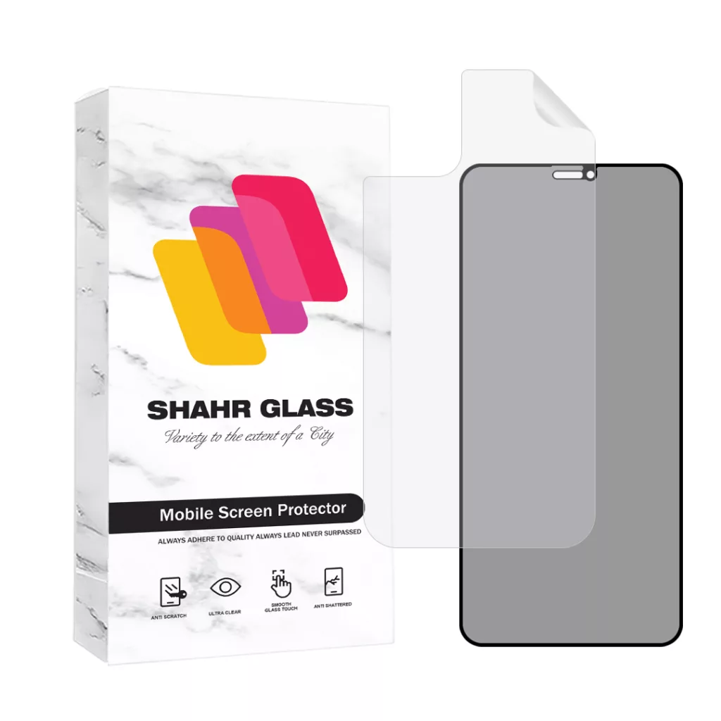 محافظ صفحه نمایش حریم شخصی شهر گلس مدل FULLPRIVNANOSH مناسب برای گوشی موبایل اپل iPhone 11 به همراه محافظ پشت گوشی