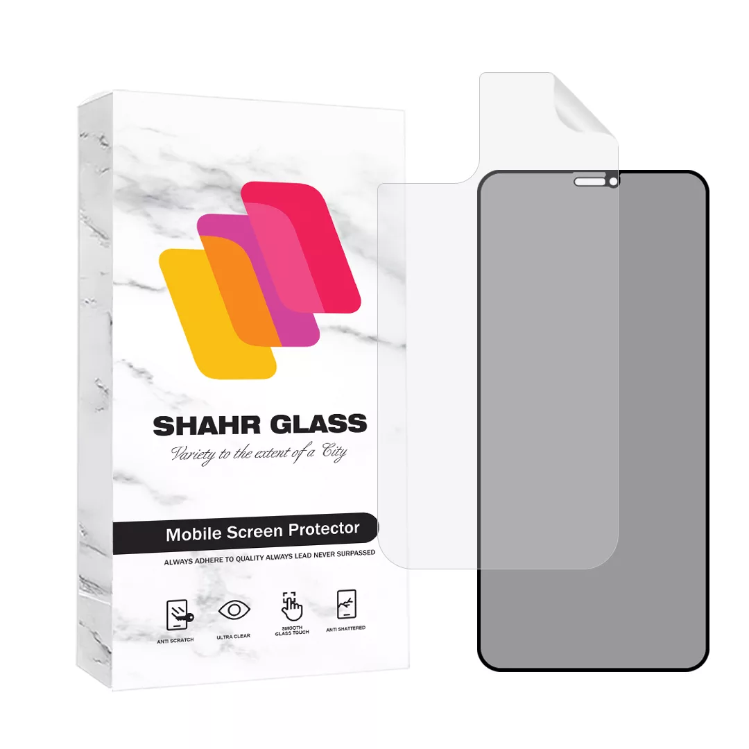 محافظ صفحه نمایش حریم شخصی شهر گلس مدل FULLPRIVNANOSH مناسب برای گوشی موبایل اپل iPhone 11 به همراه محافظ پشت گوشی