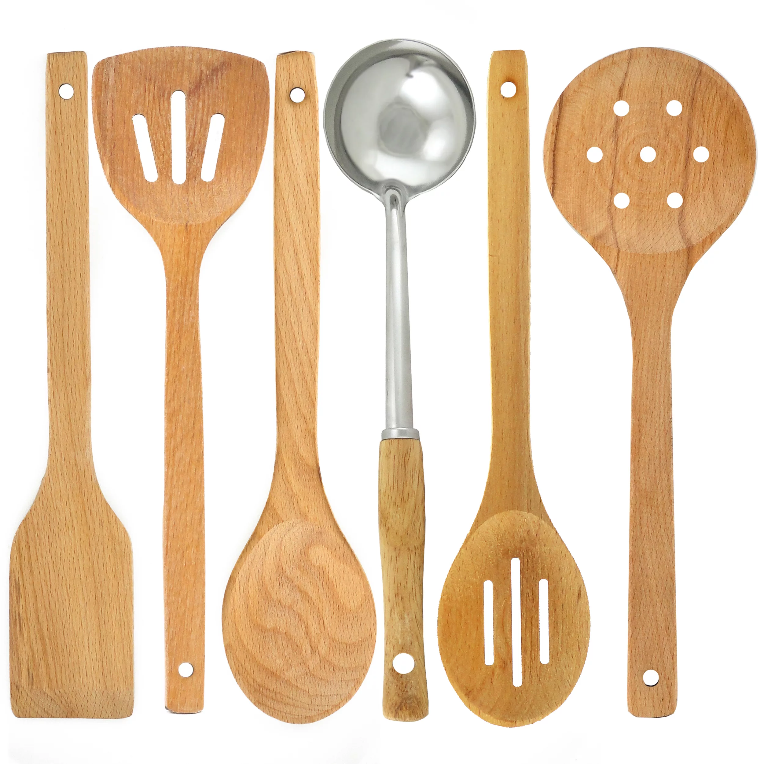 سرویس کفگیر و ملاقه چوبی 6 پارچه مدل CH6NEW