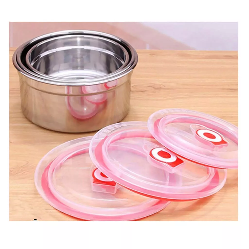 ظرف نگهدارنده غذا طرح دربدار و سوپاپدار مدل pe735 مجموعه 3 عددی