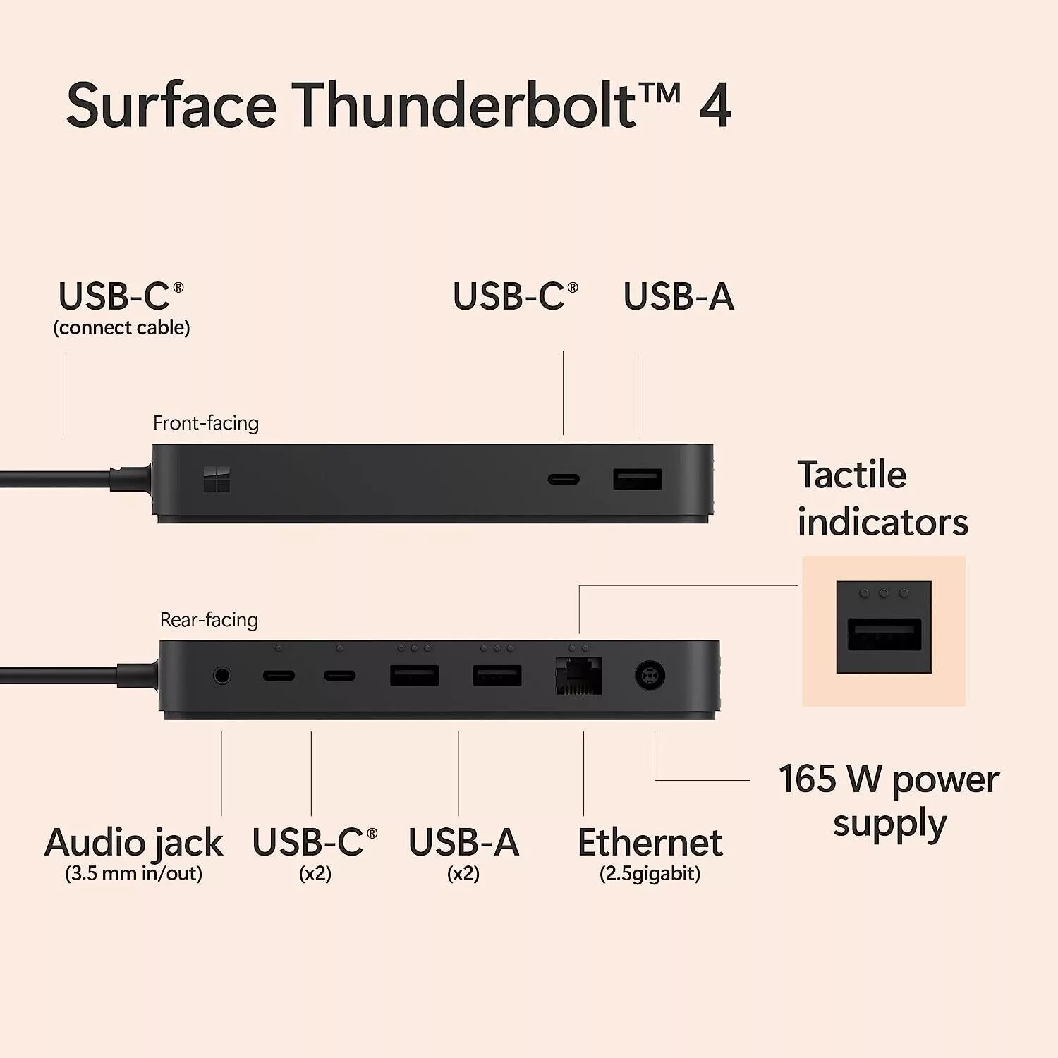 هاب 8 پورت USB-C مایکروسافت مدل Thunderbolt 4