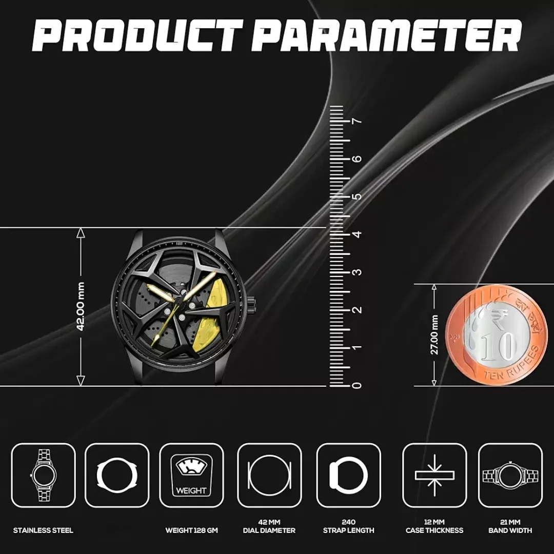 ساعت مچی عقربه‌ای مردانه کوارتز مدل صفحه رینگ چرخان بند فلزی کد 1.4
