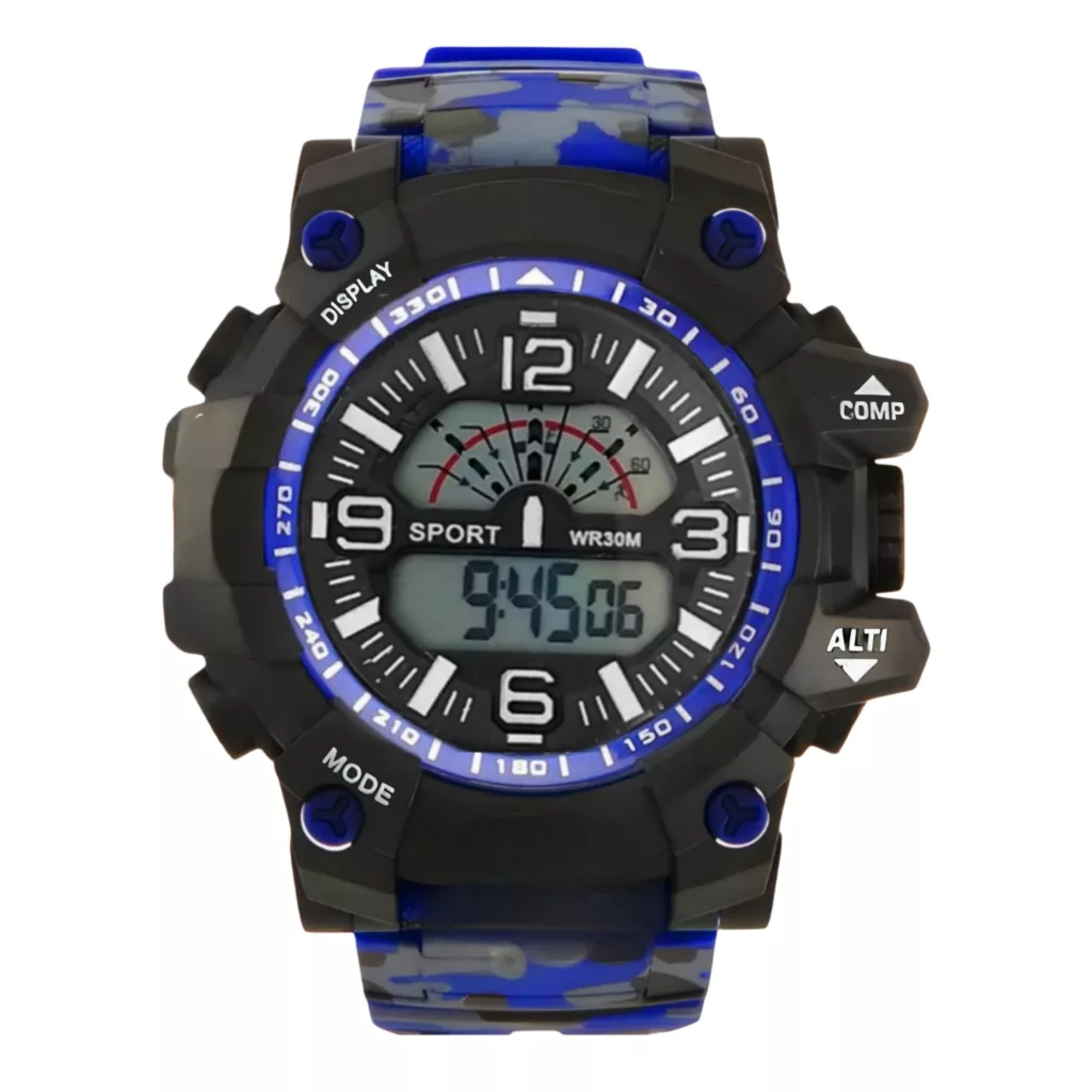 ساعت مچی دیجیتال مردانه مدل اسپرت تک زمانه کرنوگراف بند پیو کد ۱