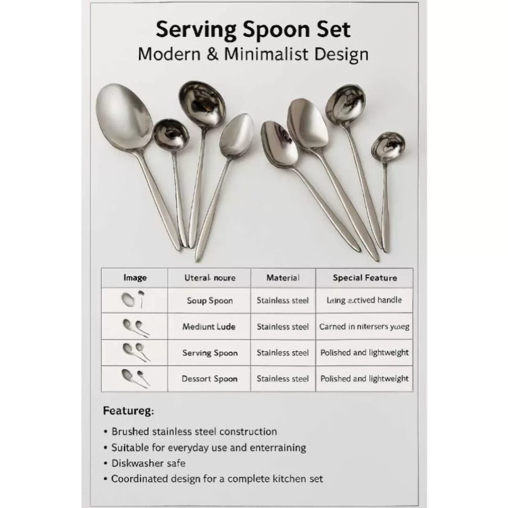 سرویس کفگیر و ملاقه استیل 4 پارچه مدل ماینز