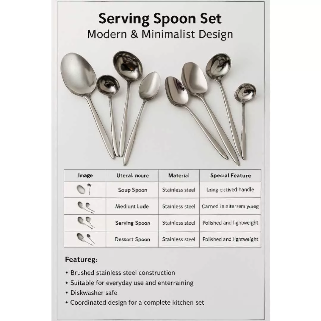 سرویس کفگیر و ملاقه استیل 4 پارچه مدل ماینز