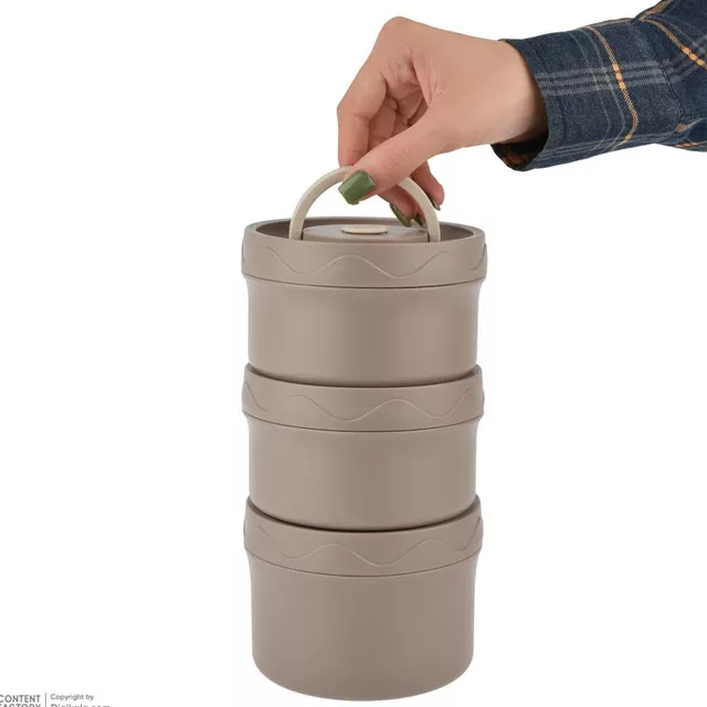 ظرف غذا مدل گرد به همراه کیف مجموعه 3 عددی