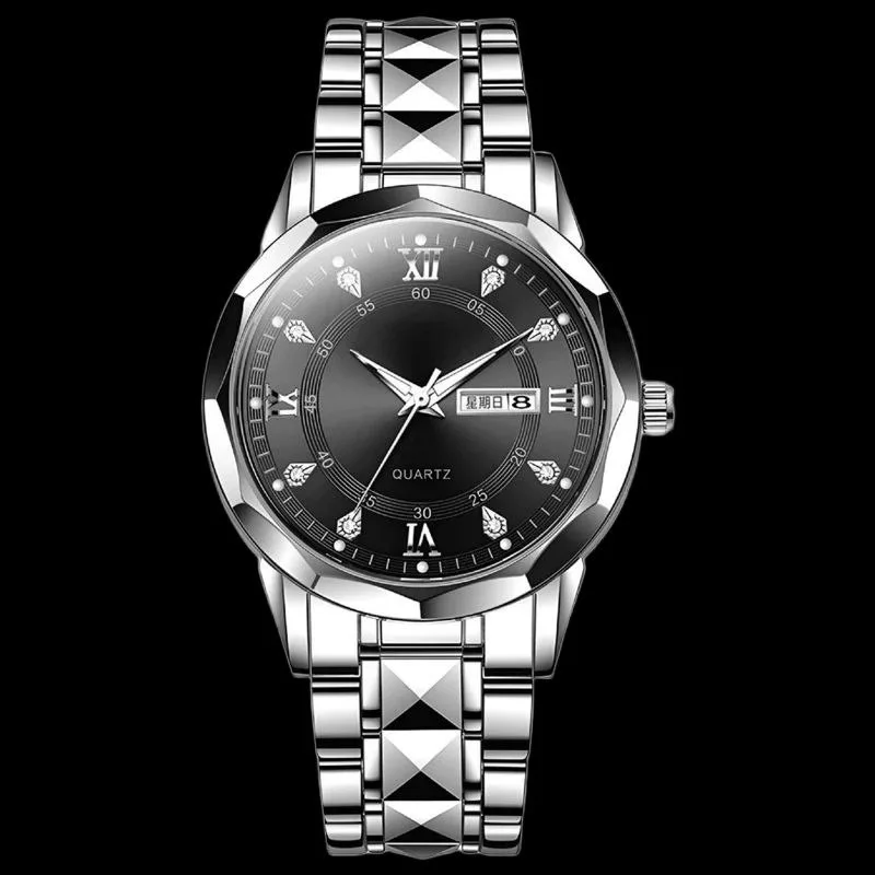 ساعت مچی عقربه‌ای کوارتز مردانه مدل الماسی دو تقویم کد 105