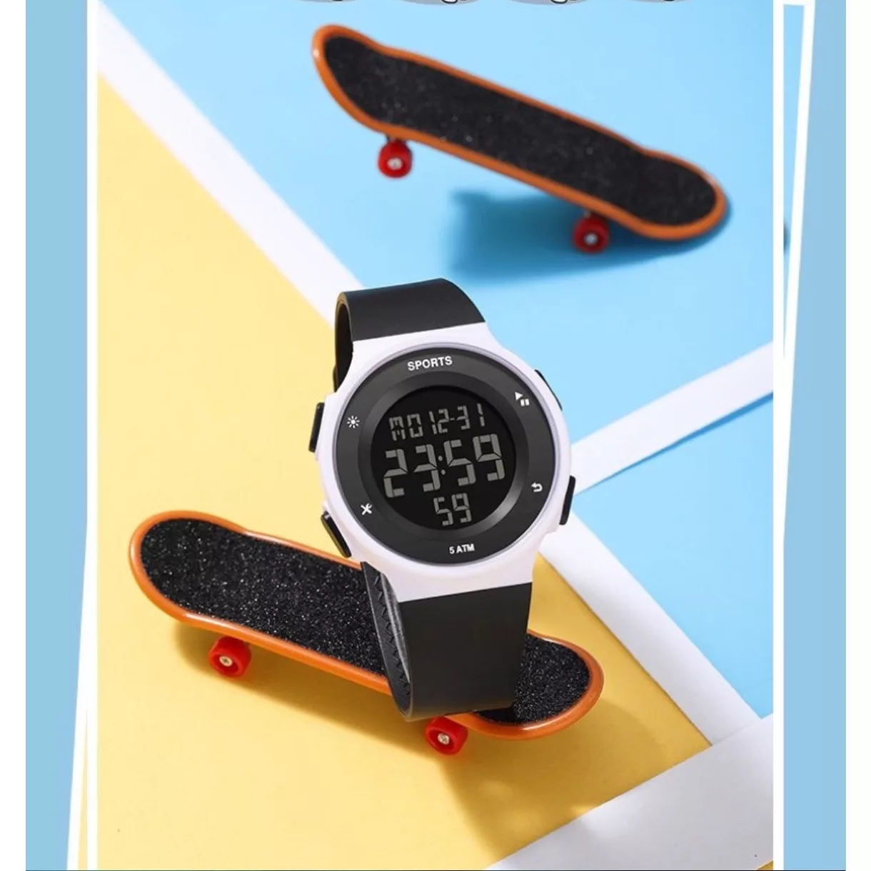 ساعت مچی دیجیتال مدل تک زمانه کرنومتردار بند سیلیکونی کد 03