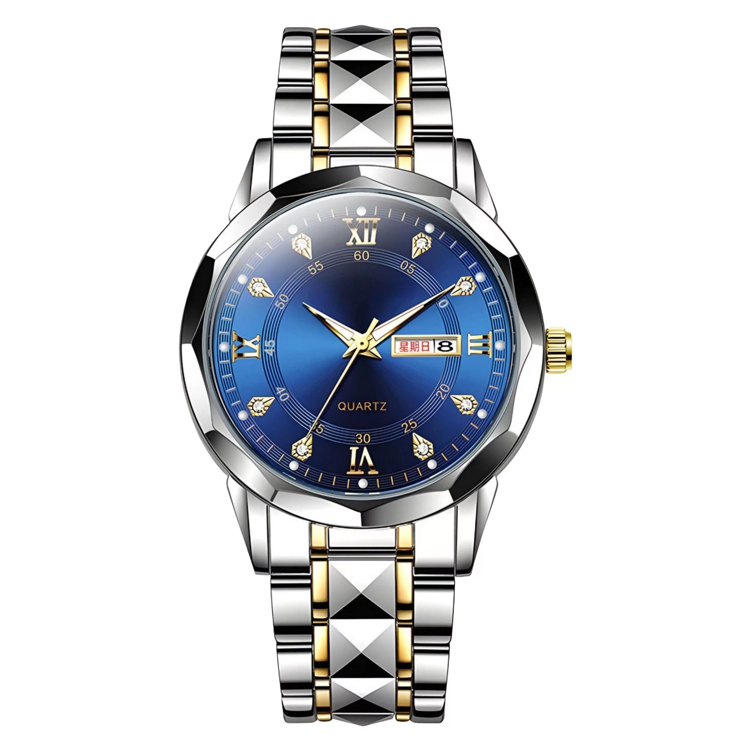 ساعت مچی عقربه‌ای کوارتز مردانه مدل کلاسیک دی دیت بند استیل طرح تراش الماسی کد c1.6