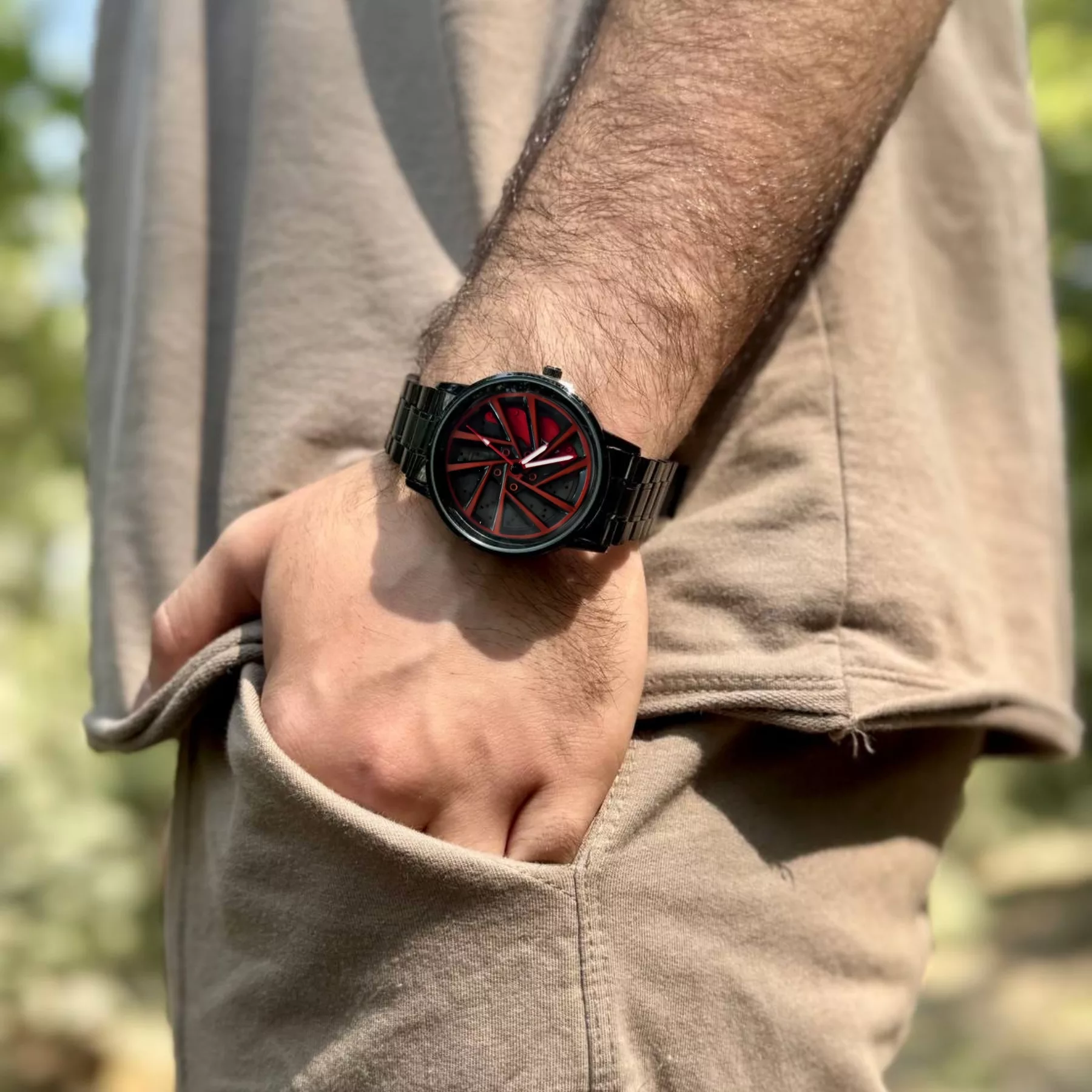 ساعت مچی عقربه‌ای کوارتز مردانه مدل اسپرت صفحه رینگ چرخان کد E