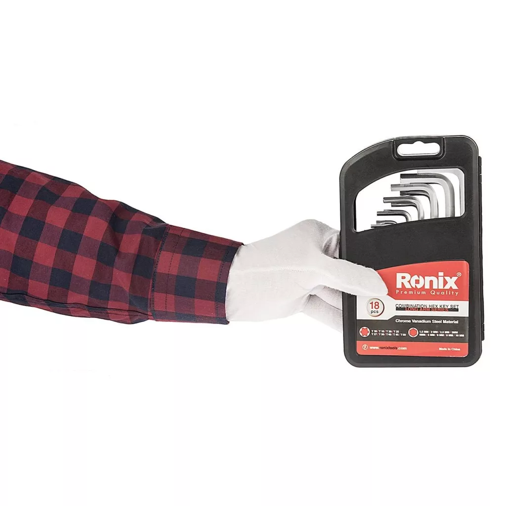 مجموعه 18 عددی آچار آلن و ستاره‌ای رونیکس مدل RON-2052