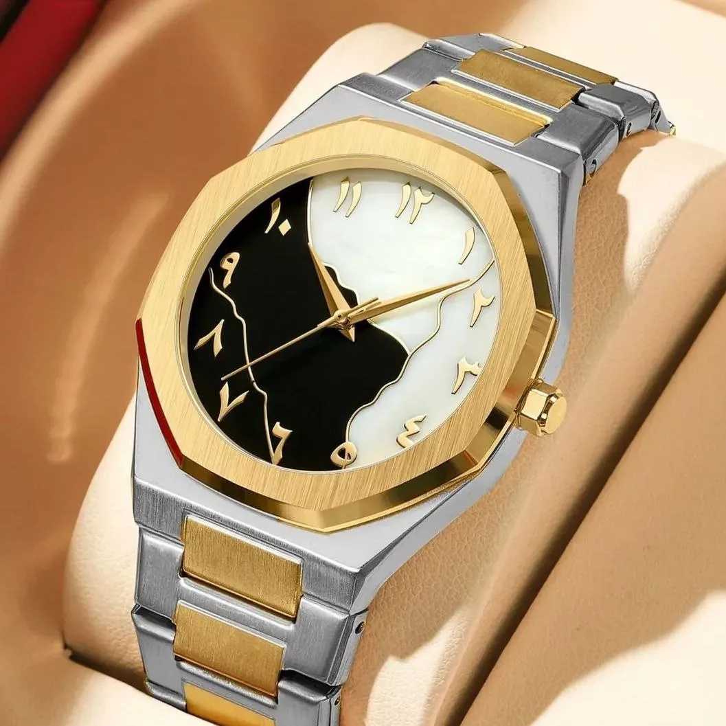 ساعت مچی عقربه‌ای کوارتز مردانه مدل صفحه طرح سنگ بند فلزی کد 003