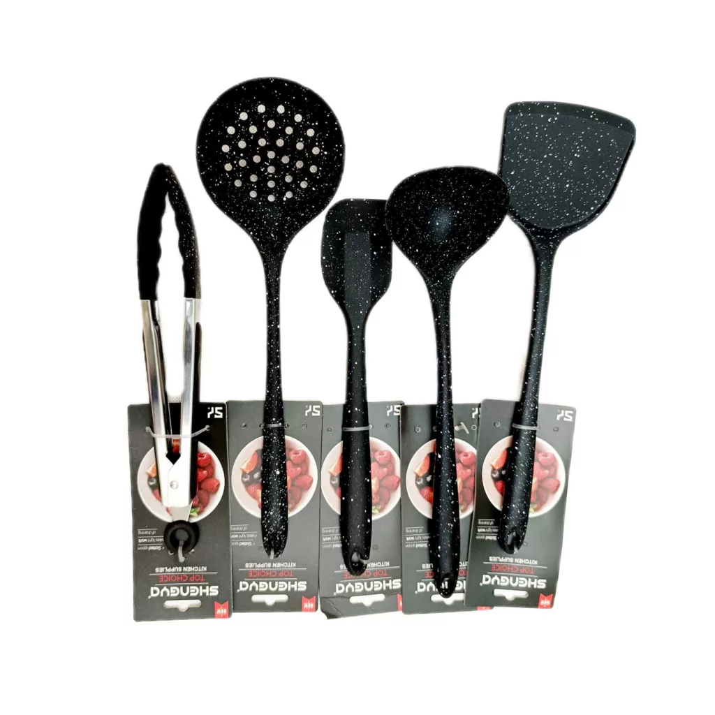 سرویس کفگیر و ملاقه 5 پارچه شنگیا مدل سیلیکونی کهکشانی