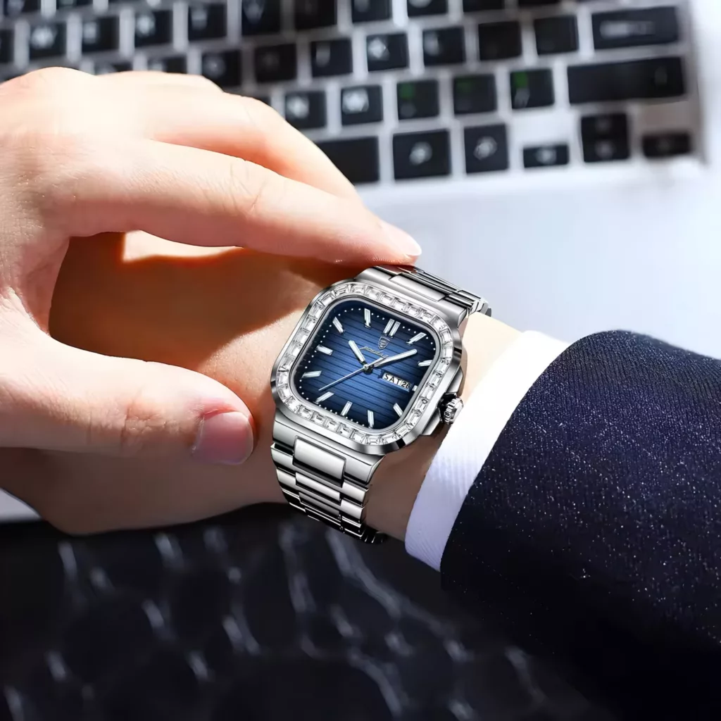 ساعت مچی عقربه‌ای کوارتز مردانه پوداگار مدل اسپرت تک موتوره دی دیت قاب دور نگین کد PN1